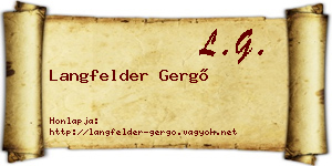 Langfelder Gergő névjegykártya